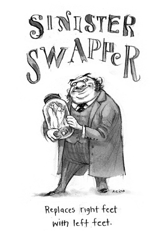 Replaces right feet with left feet. Sinister Swapper