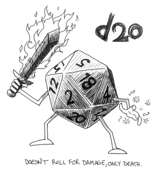 Doesn't roll for Damage, only Death. d20